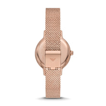 Load image into Gallery viewer, Emporio Armani Three-Hand Rose Gold-Tone Stainless Steel Mesh Watch AR11512
