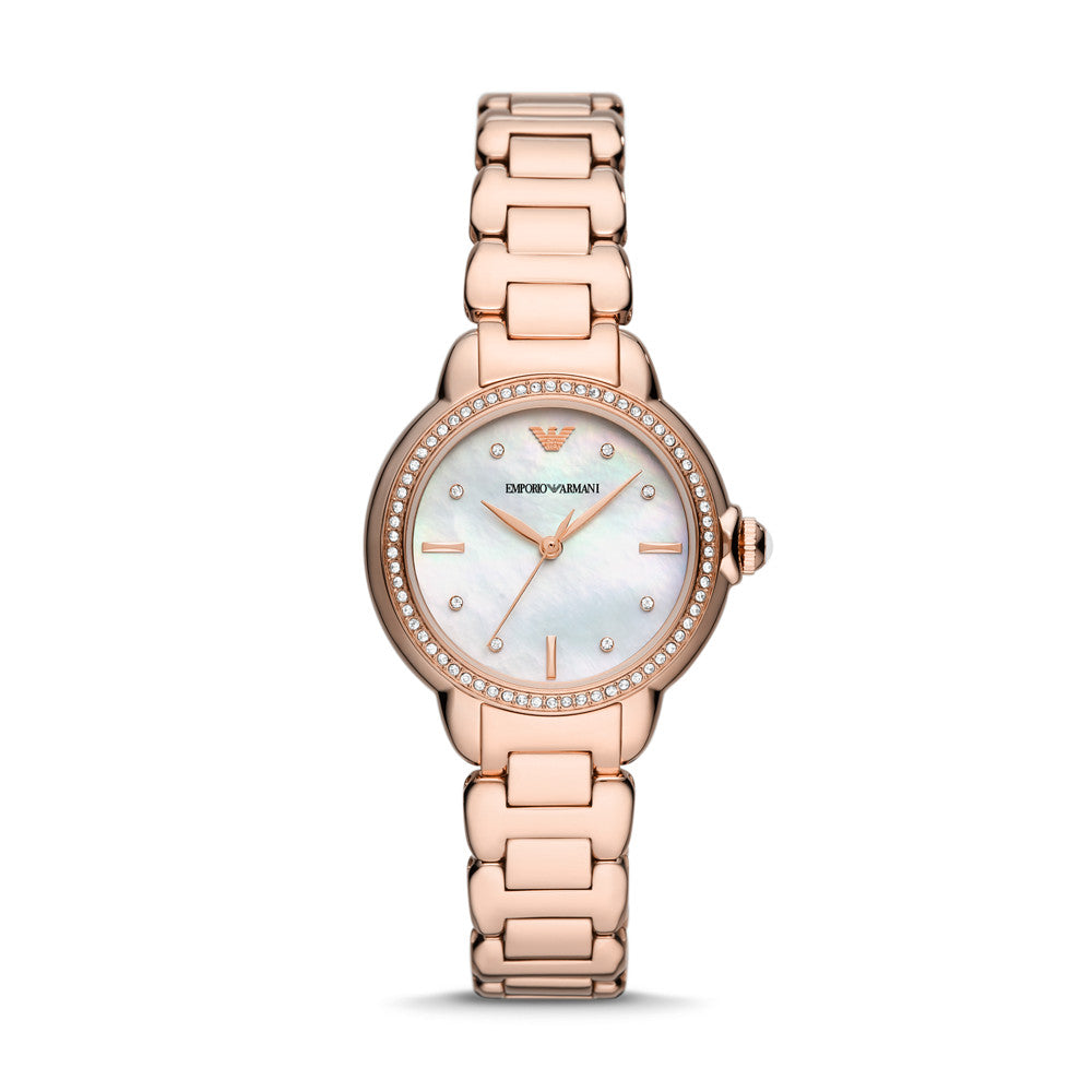 Emporio Armani Three-Hand Rose Gold-Tone Stainless Steel Watch AR11523