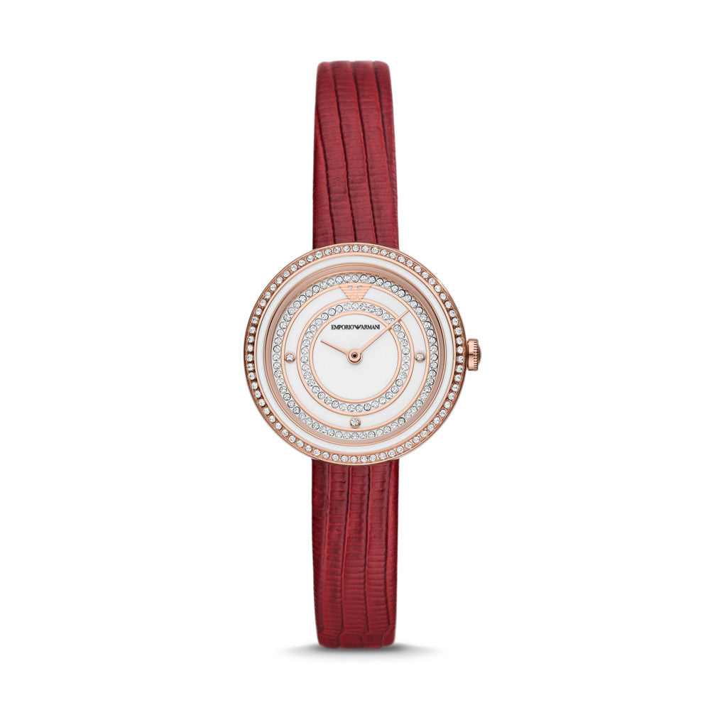 Emporio Armani Two-Hand Red Leather Watch AR11532