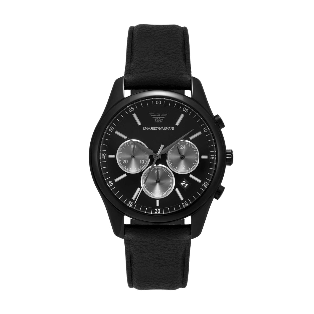 Emporio Armani Chronograph Black Leather Watch AR11583