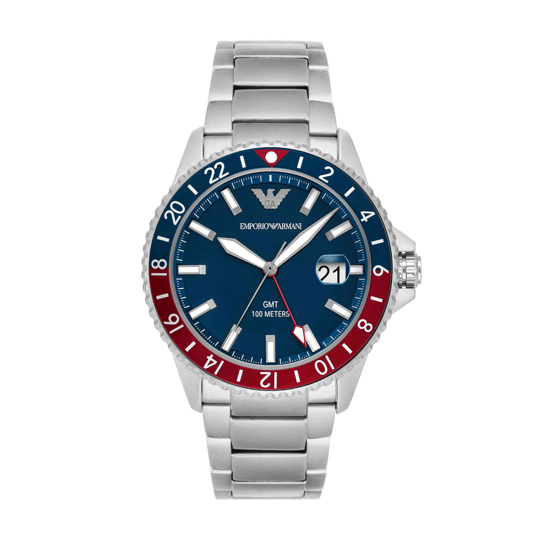 Emporio Armani GMT Dual Time Stainless Steel Watch AR11590