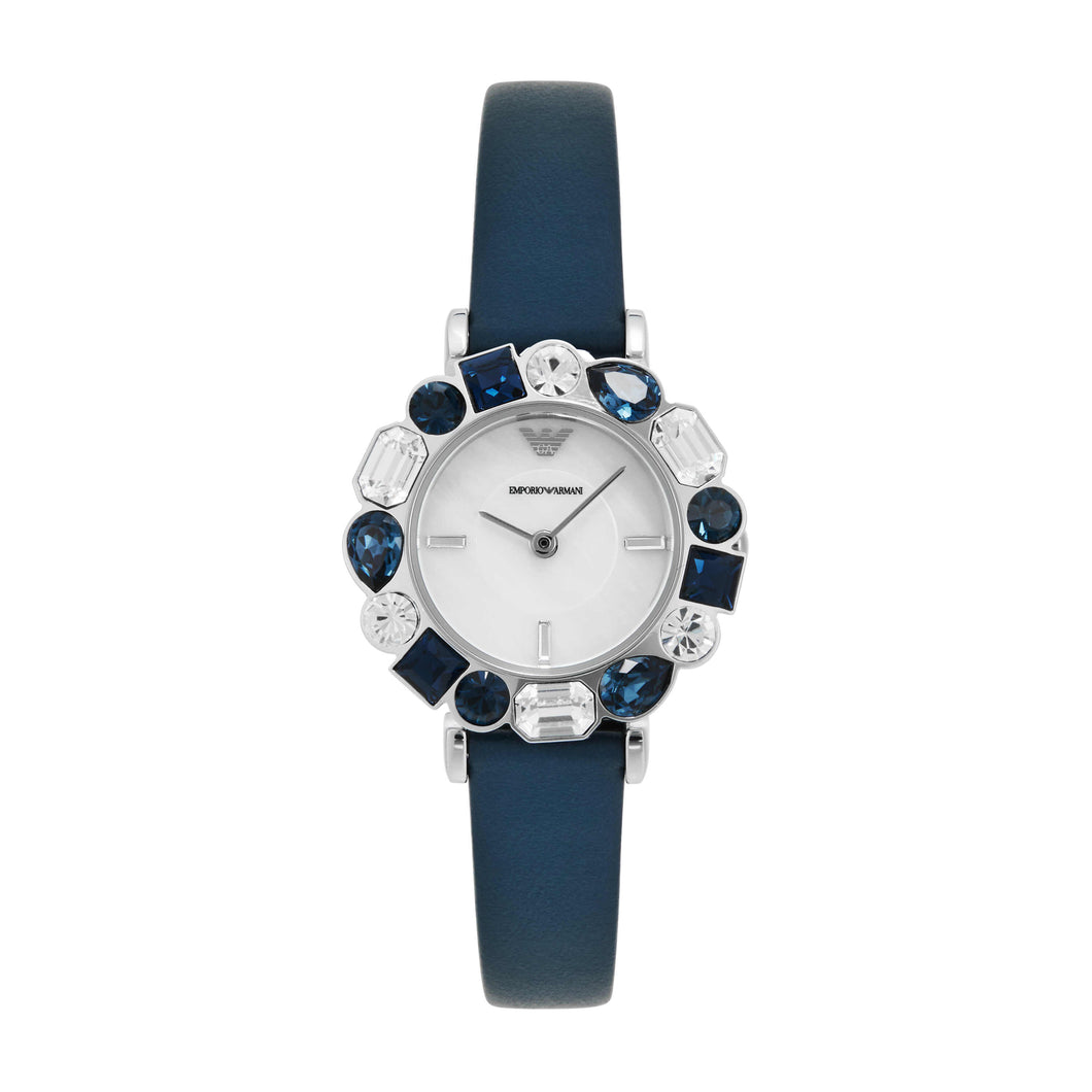 Emporio Armani Two-Hand Blue Leather Watch AR11595