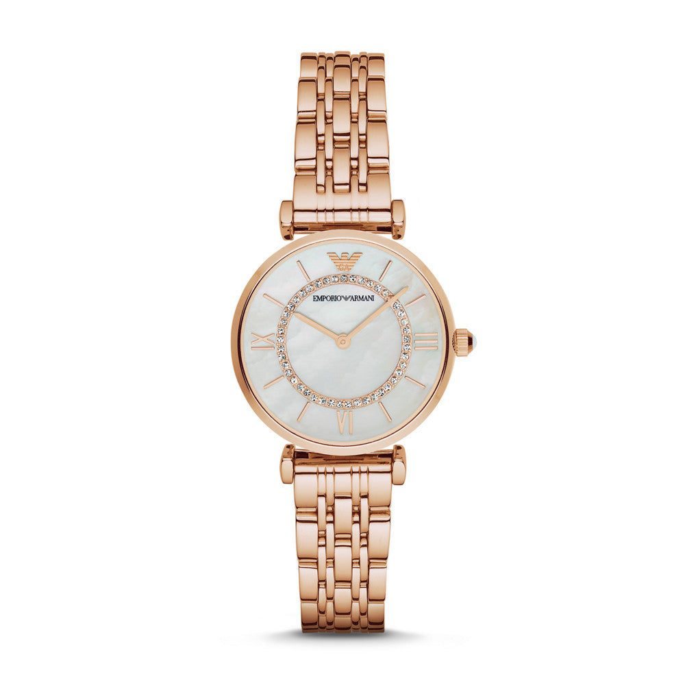 Emporio Armani Women's Two-Hand Rose Gold-Tone Stainless Steel Watch AR1909