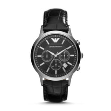 Load image into Gallery viewer, Emporio Armani Men&#39;s Two-Hand Black Leather Watch AR2447
