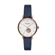 Load image into Gallery viewer, Emporio Armani Three-Hand Blue Leather Watch AR60020
