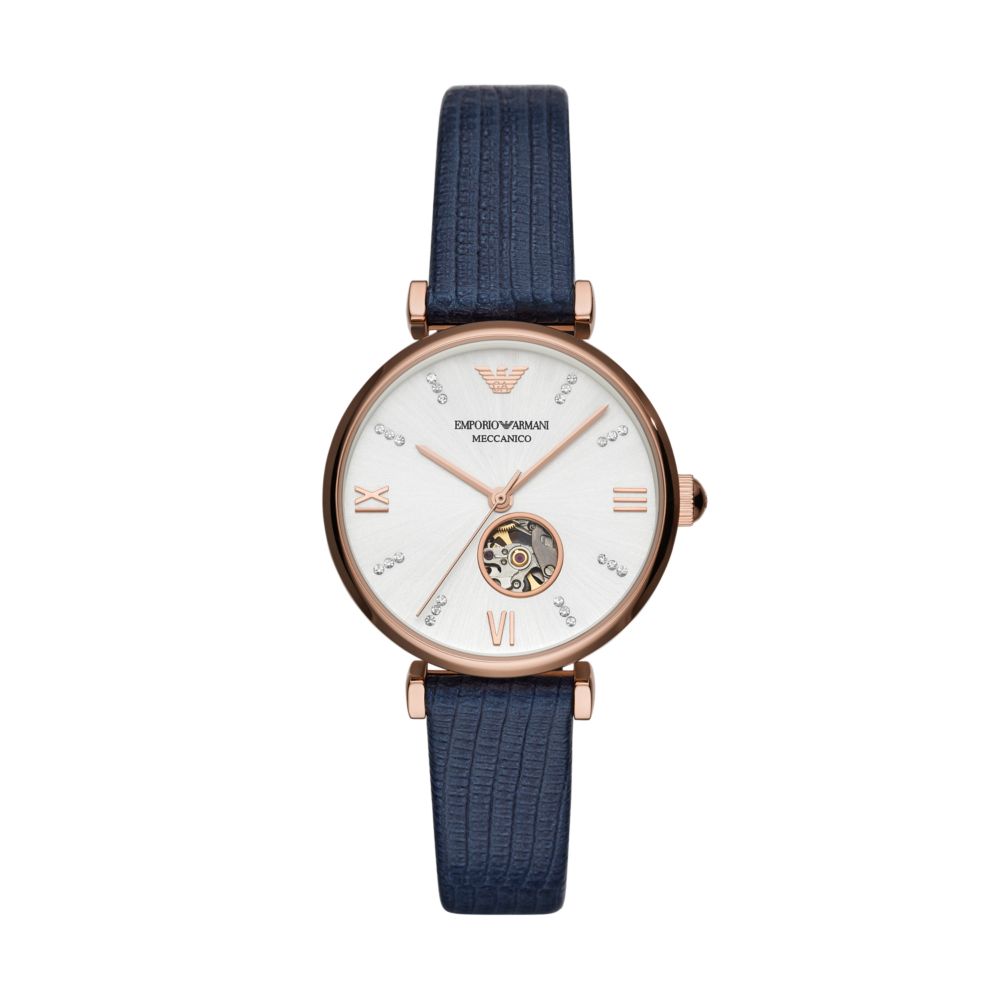 Emporio Armani Three-Hand Blue Leather Watch AR60020
