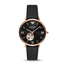 Load image into Gallery viewer, Emporio Armani Automatic Black Leather Watch AR60064
