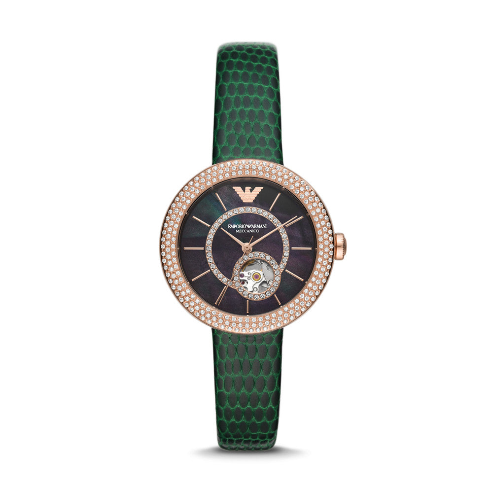 Emporio Armani Automatic Green Leather Watch AR60069