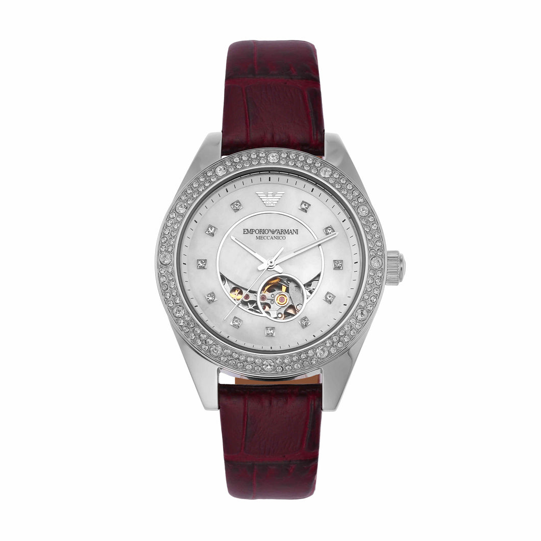 Emporio Armani Automatic Red Leather Watch AR60075