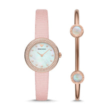 Load image into Gallery viewer, Emporio Armani Two-Hand Pink Leather Watch and Bracelet Set AR80061SET
