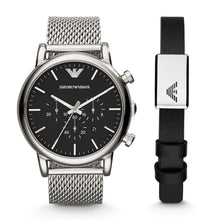 Load image into Gallery viewer, Emporio Armani Chronograph Stainless Steel Mesh Watch and Bracelet Set AR80062SET
