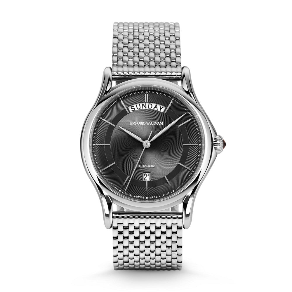 Emporio Armani Swiss Men's Automatic Three-Hand Day-Date Stainless Steel Watch ARS3500