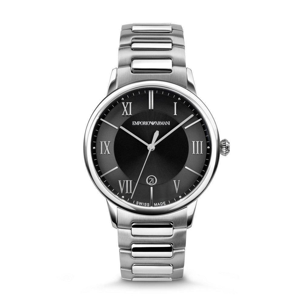 Emporio Armani Swiss Three-Hand Date Stainless Steel Watch ARS5001