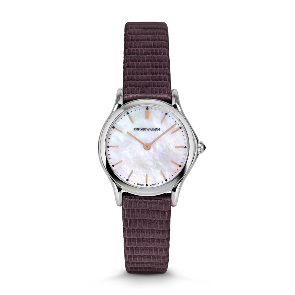 Emporio Armani Swiss Women's Two-Hand Purple Lizard Leather Watch ARS7015