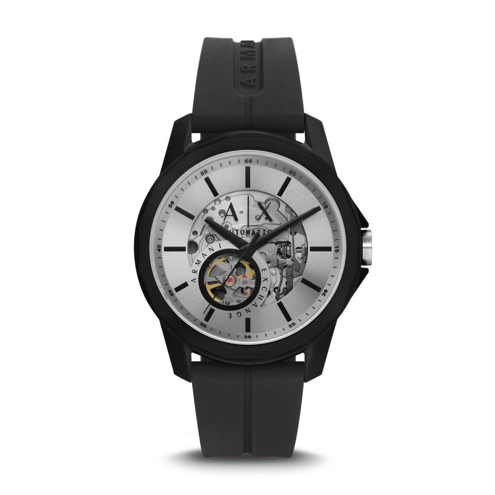 Armani Exchange Automatic Black Silicone Watch AX1726