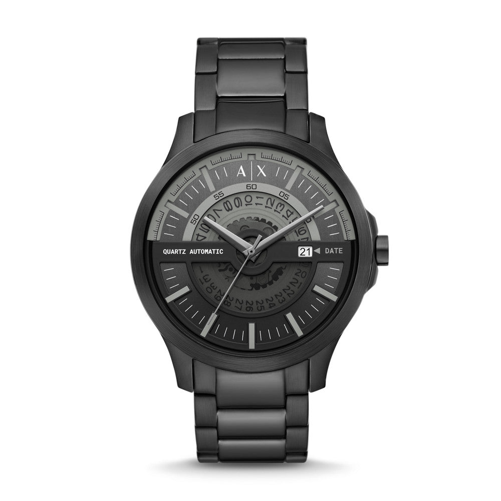 Armani Exchange Automatic Quartz Three-Hand Date Black Stainless Steel Watch AX2444