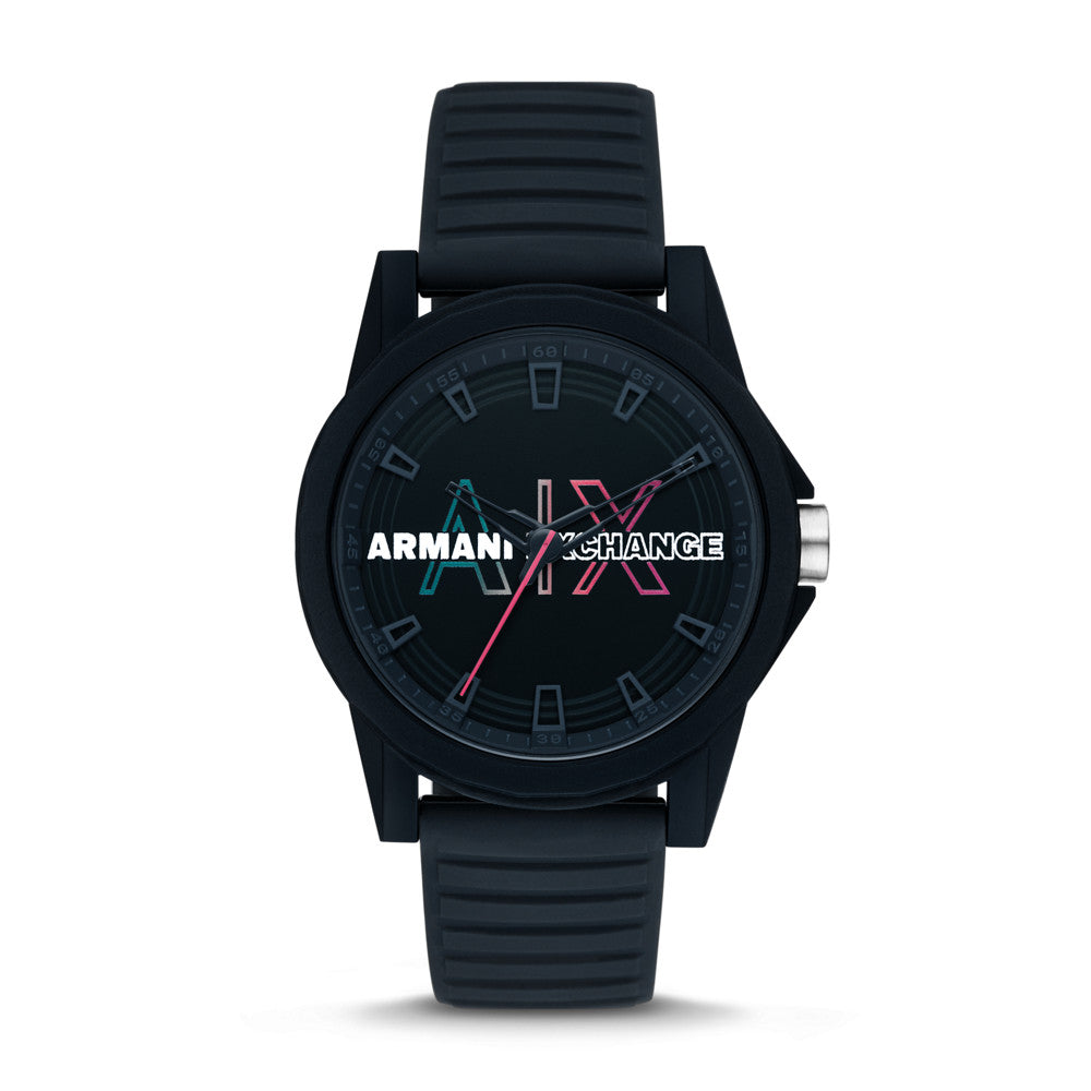Armani Exchange Three-Hand Blue Silicone Watch AX2529
