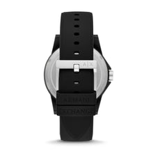 Load image into Gallery viewer, Armani Exchange Three-Hand Black Silicone Watch AX2531
