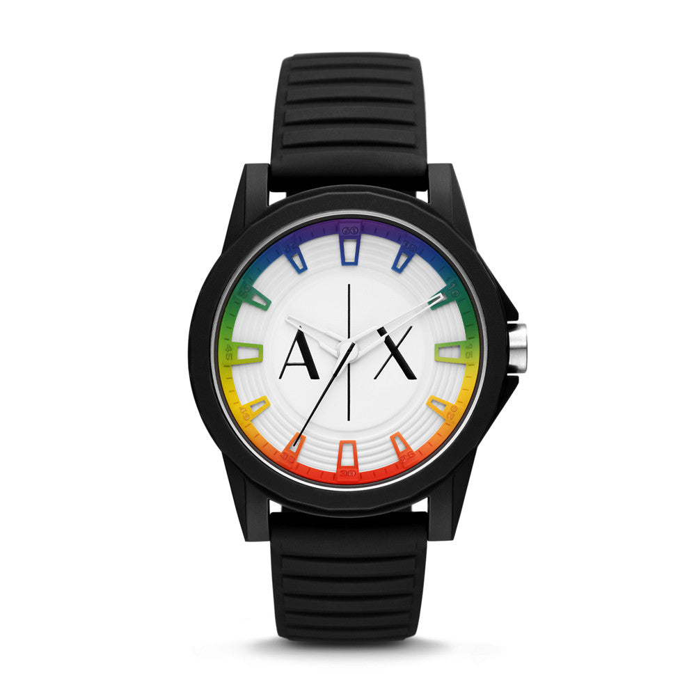 Armani Exchange Three-Hand Black Silicone Watch AX2531