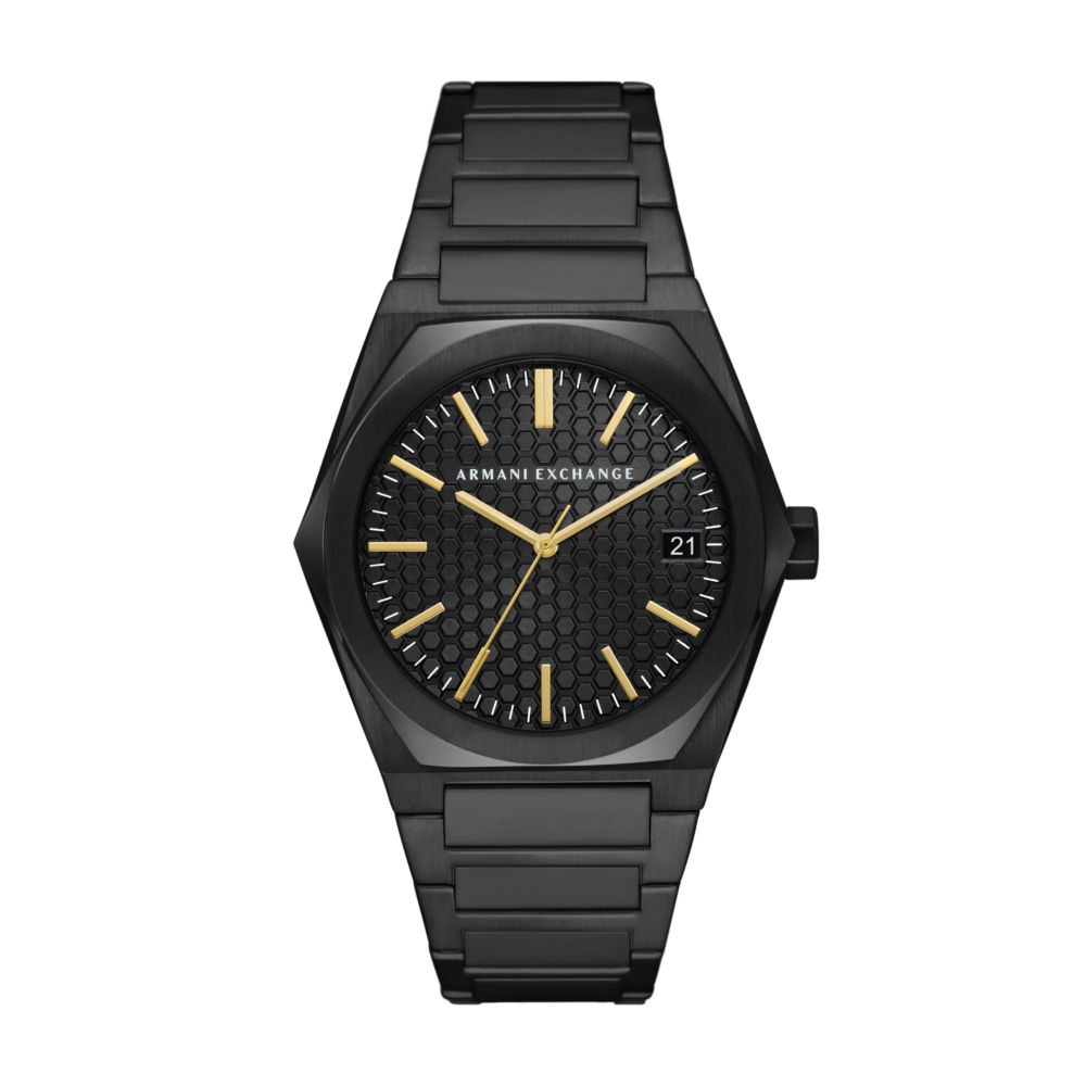 Armani Exchange Three-Hand Date Black Stainless Steel Watch AX2812