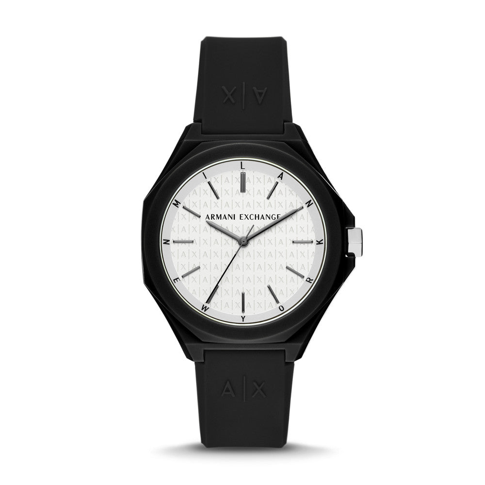 Armani Exchange Three-Hand Black Silicone Watch AX4600