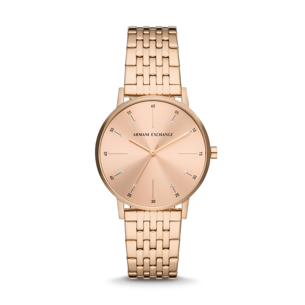 Armani Exchange Three-Hand Rose Gold-Tone Stainless Steel Watch AX5581