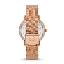 Load image into Gallery viewer, Armani Exchange Three-Hand Rose Gold-Tone Stainless Steel Mesh Watch AX5584
