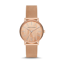 Load image into Gallery viewer, Armani Exchange Three-Hand Rose Gold-Tone Stainless Steel Mesh Watch AX5584
