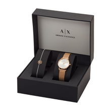 Load image into Gallery viewer, Armani Exchange Two-Hand Rose Gold-Tone Stainless Steel Watch and Bracelet Gift Set AX7121
