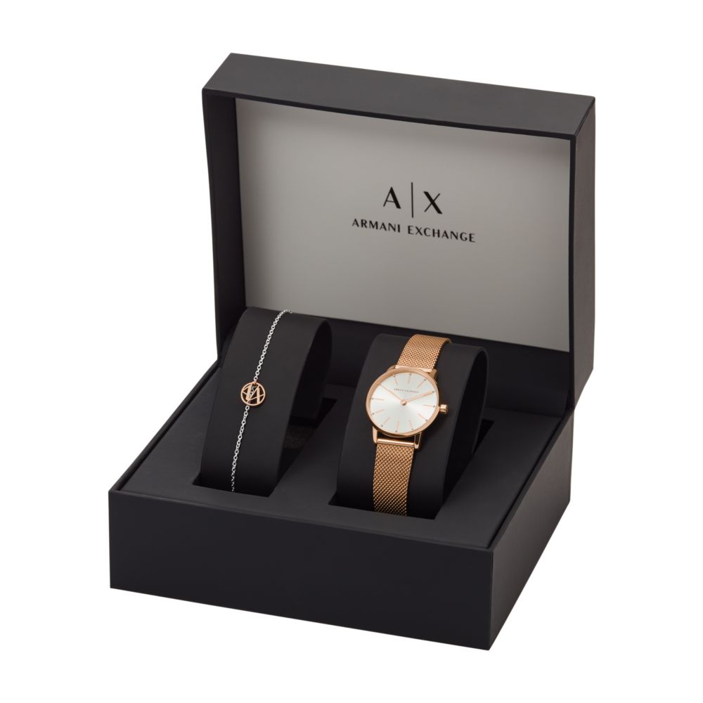 Armani Exchange Two-Hand Rose Gold-Tone Stainless Steel Watch and