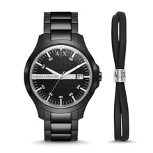 Load image into Gallery viewer, Armani Exchange Three-Hand Date Black Stainless Steel Watch and Bracelet Gift Set AX7134SET
