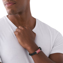 Load image into Gallery viewer, Diesel Black Leather Logo Stack Bracelet DX1370040
