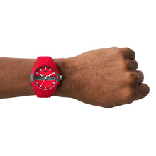 Load image into Gallery viewer, Diesel Double Up Three-Hand Red Silicone Watch DZ1980
