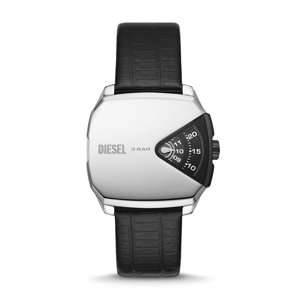 Diesel D.V.A. Three-Hand Black Leather Watch DZ2153