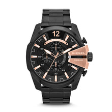 Load image into Gallery viewer, Diesel Men&#39;s Mega Chief Chronograph Black Stainless Steel Watch DZ4309
