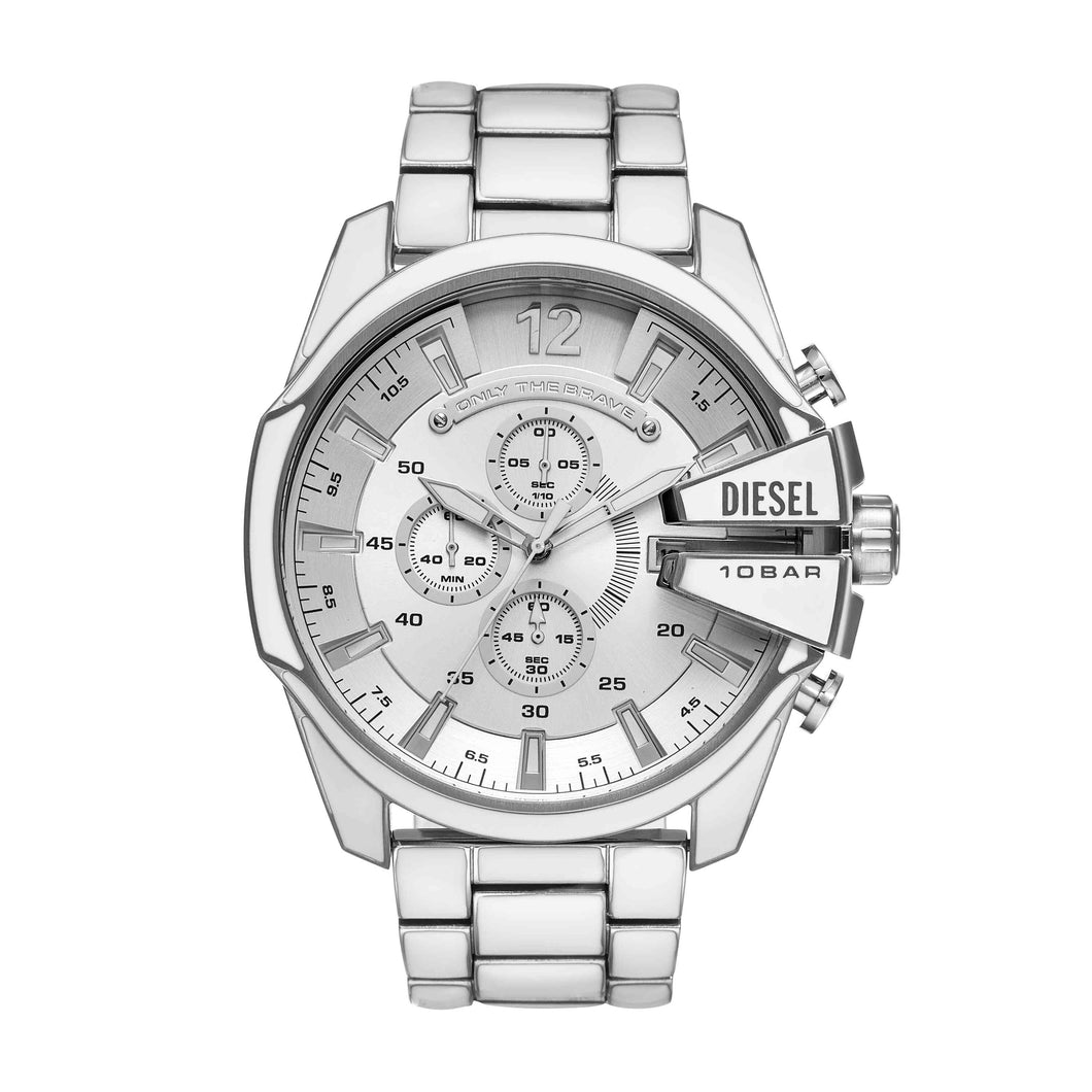 Diesel Mega Chief Chronograph White and Stainless Steel Watch DZ4660