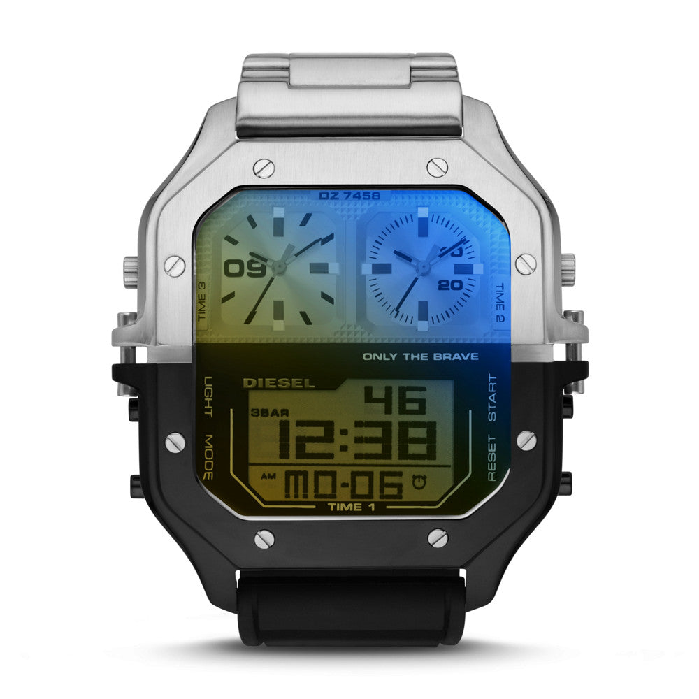 Diesel Clasher Ana-Digi Two-Tone Silicone Watch DZ7458