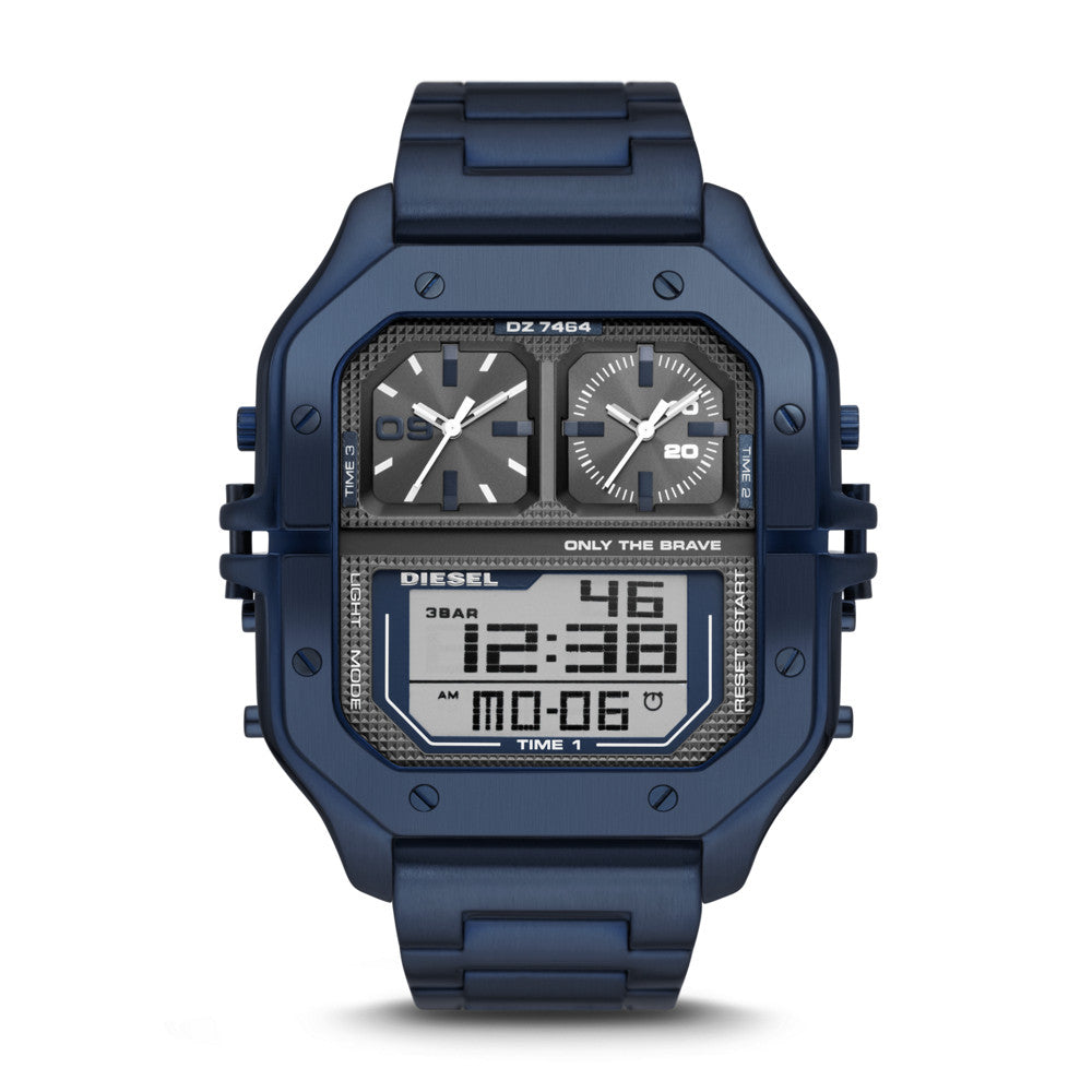 Diesel Clasher Digital Blue-Tone Stainless Steel Watch DZ7464