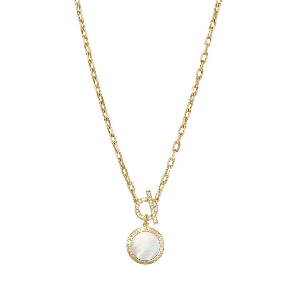 Emporio Armani White Mother of Pearl Pendant Necklace EG3563710