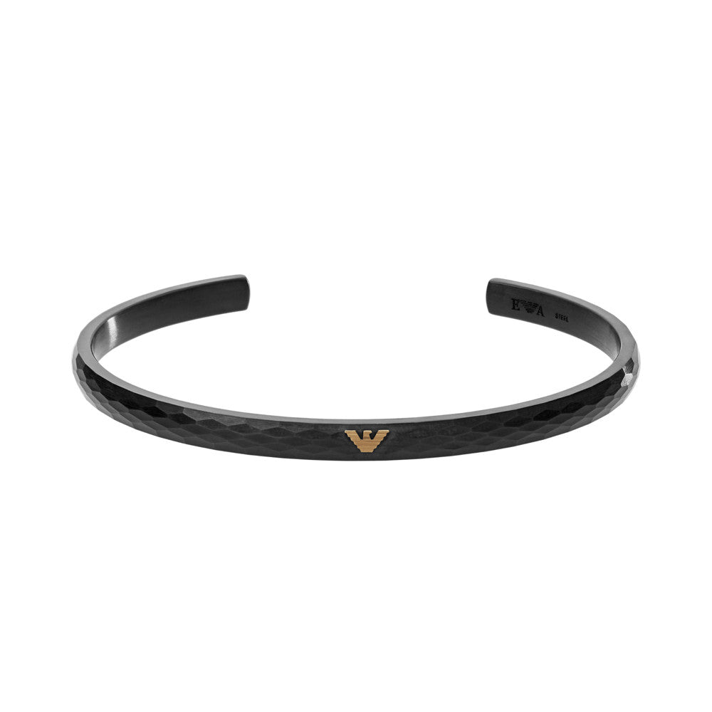 Emporio Armani Black Stainless Steel Cuff Bracelet EGS2764001