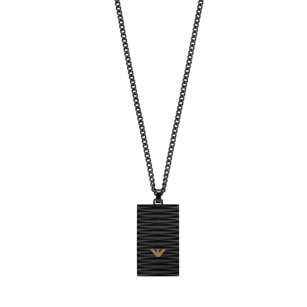 Emporio Armani Black-Tone Stainless Steel Pendant Necklace EGS2872001