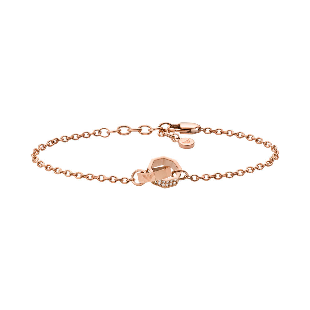 Emporio Armani Rose Gold-Tone Stainless Steel Chain Bracelet EGS2892221