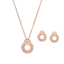 Load image into Gallery viewer, Gold-Tone Stainless Steel Pendant Necklace and Earrings Set EGS2972SET
