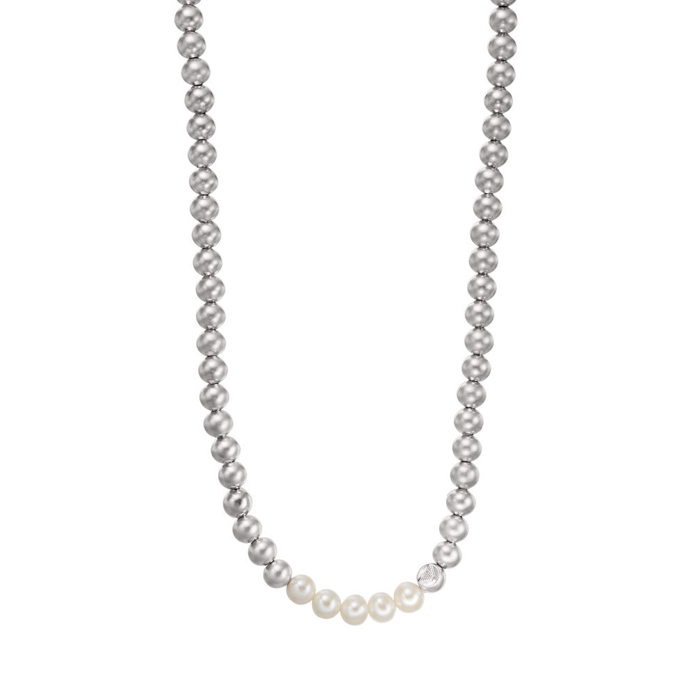 Emporio Armani Silver-Tone Brass Beaded Necklace EGS2982040