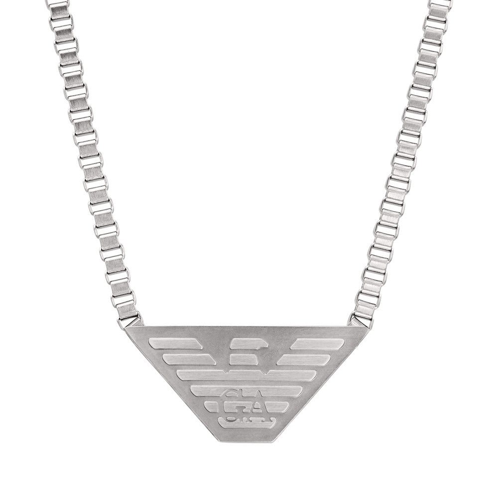 Silver And Black Stainless Steel Pendant Necklace by Emporio...