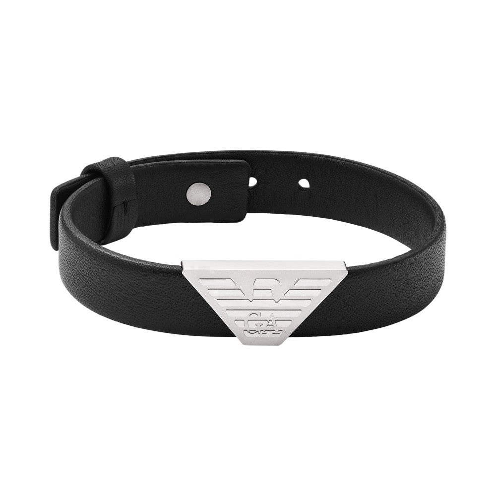 Emporio Armani Black Leather ID Bracelet EGS2985040