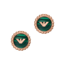 Load image into Gallery viewer, Emporio Armani Rose Gold-Tone Green Malachite Stud Earrings EGS3021221
