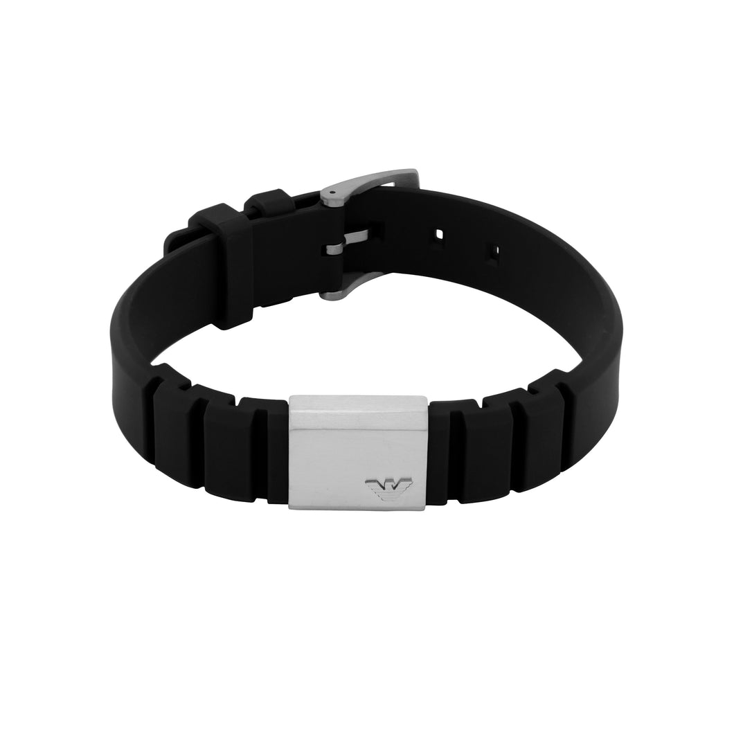 Emporio Armani Black Silicone and Stainless Steel ID Bracelet EGS3079040