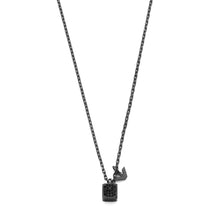Load image into Gallery viewer, Emporio Armani Gunmetal Stainless Steel Setted with Black Crystals Pendant Necklace EGS3083060
