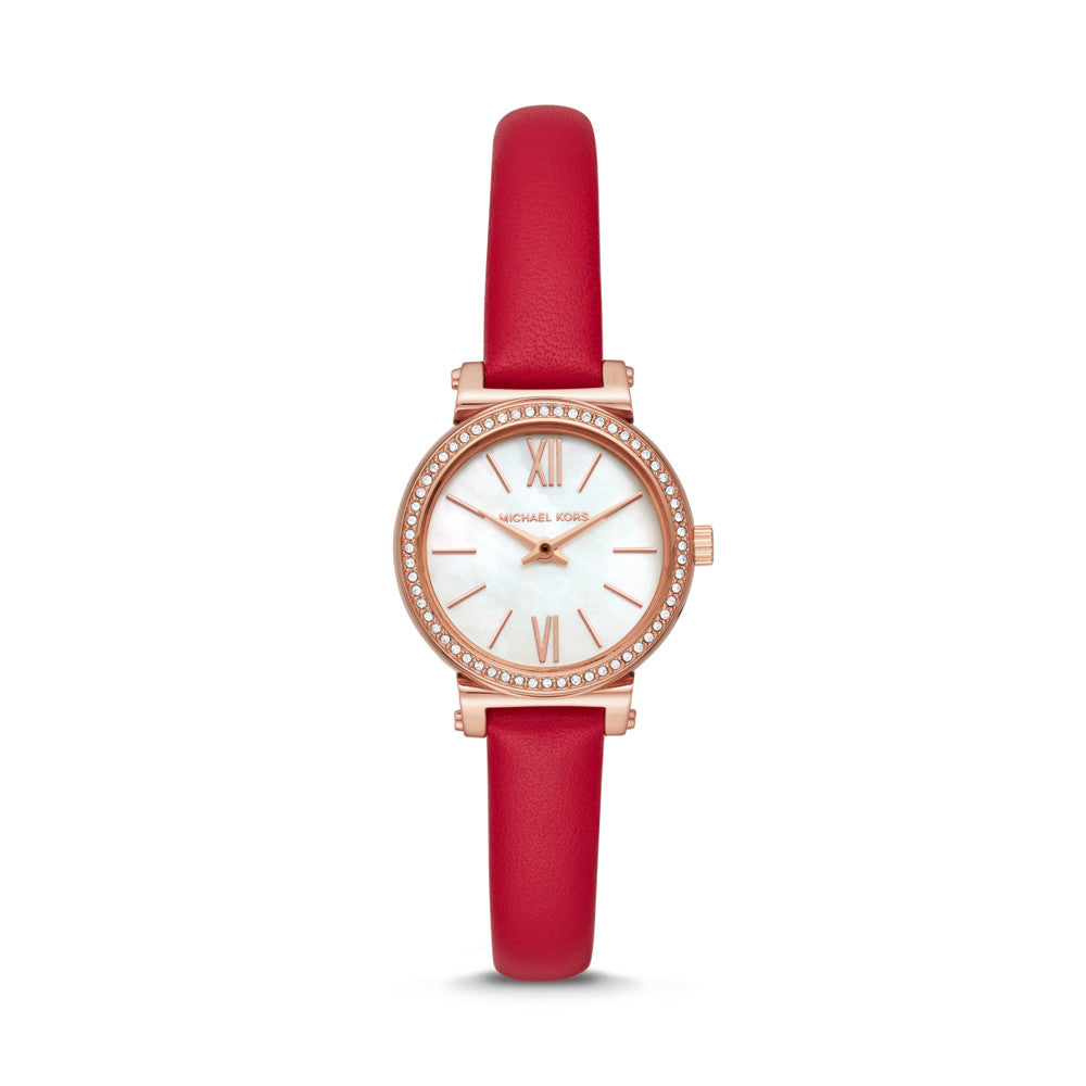 Michael Kors Women's Sofie Two-Hand Red Leather Watch MK2850